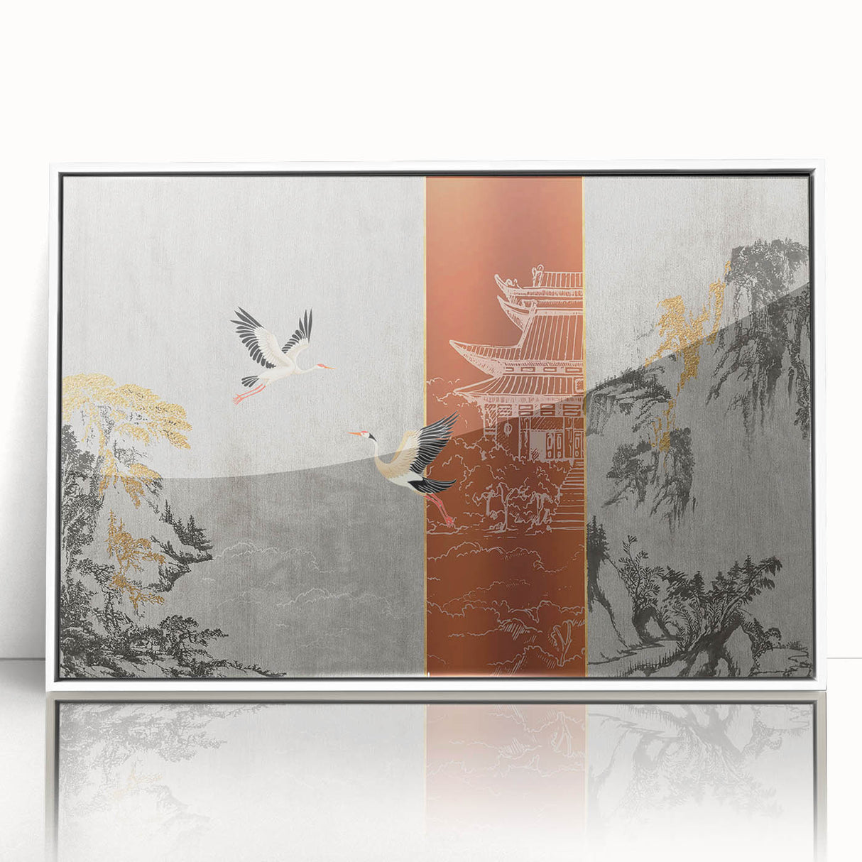 Colorful abstract canvas art print showcasing vibrant swirls of blue, orange, and yellow, perfect for modern home decor or office spaces.