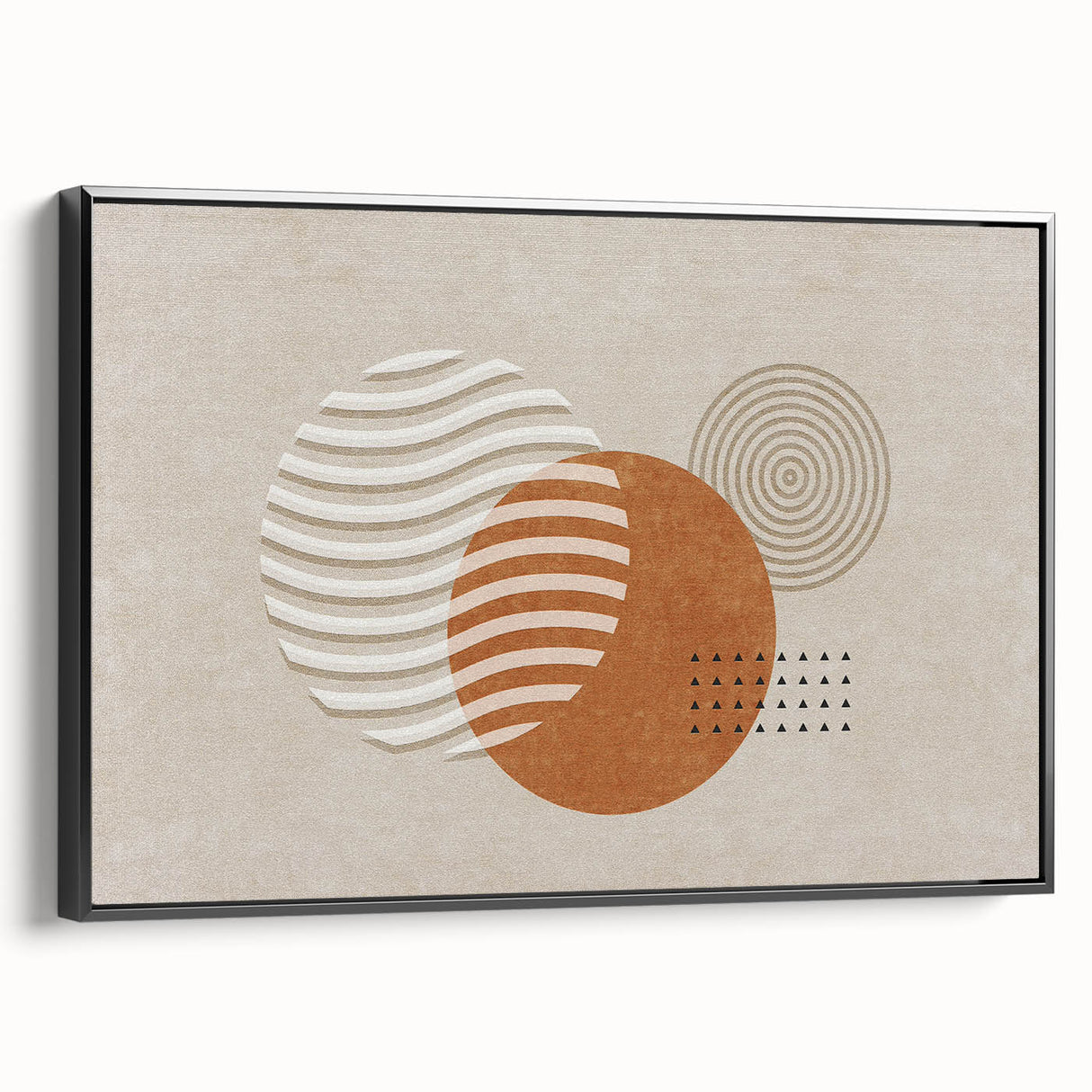 Colorful abstract canvas wall art featuring geometric shapes and flowing lines in vibrant hues of blue, orange, and yellow, perfect for modern decor.