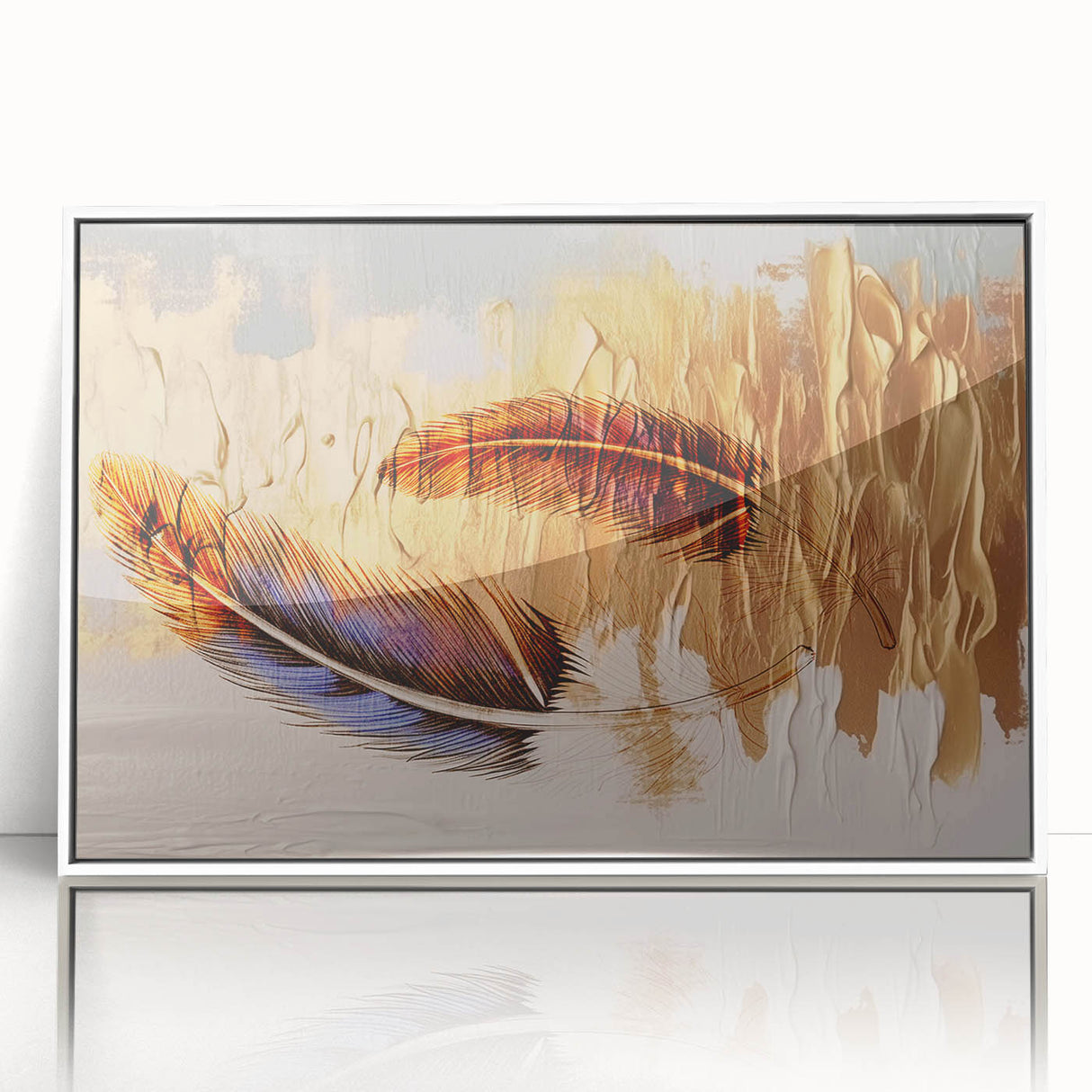 Abstract canvas artwork showcasing vibrant colors and dynamic shapes, ideal for modern decor. The piece features bold brushstrokes and a textured finish, enhancing its visual appeal while being rolled for easy transport and display.