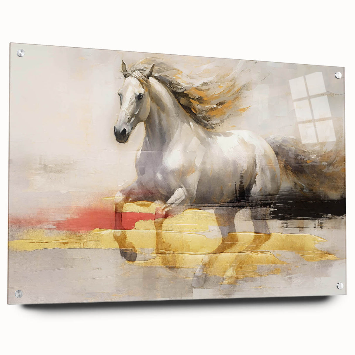 Abstract wall art canvas featuring vibrant geometric shapes in shades of blue, orange, and yellow, ideal for modern decor. Perfect for enhancing interior spaces with a touch of contemporary style.