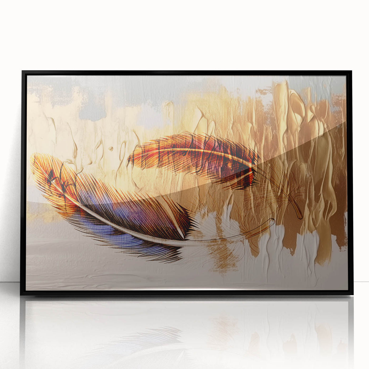 Colorful abstract wall art canvas featuring bold geometric shapes and vibrant hues, ideal for modern home decor. Rolled and securely packaged for delivery.