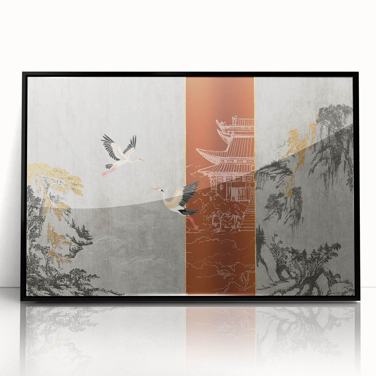 Colorful abstract wall art featuring swirling patterns in vibrant hues of blue, orange, and yellow, ideal for modern home decor.