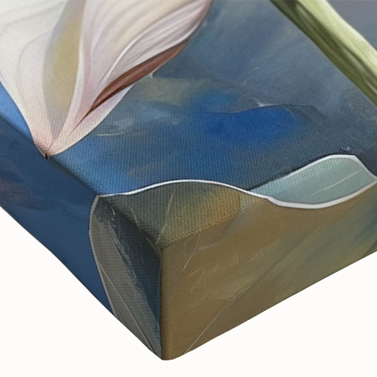 Vibrant floral canvas artwork showcasing a variety of colorful flowers in a lush green setting, perfect for brightening home decor and adding a touch of nature.