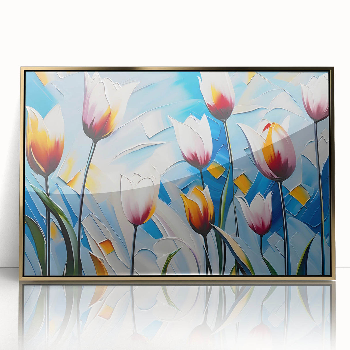 Vibrant floral canvas print showcasing an intricate design of colorful flowers and leaves against a soft background, ideal for home decor enhancement.