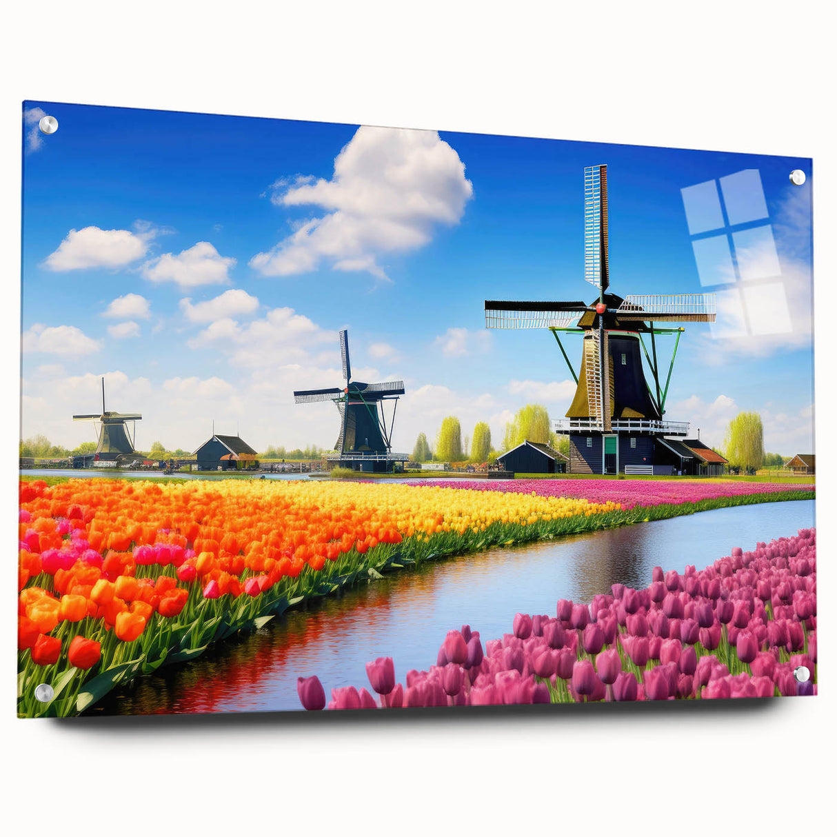 Vibrant floral artwork featuring a colorful arrangement of exotic flowers on a textured canvas, expertly rolled and ready for display in a protective tube.