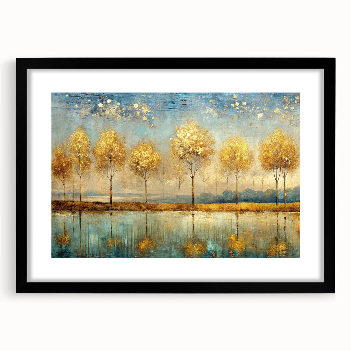 Framed abstract landscape wall art collection showcasing vibrant colors and unique patterns in a sleek black frame, perfect for modern decor.