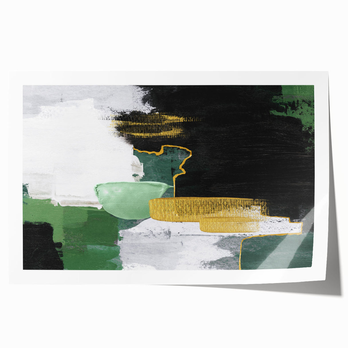 Abstract wall art print showcasing vibrant strokes and lines in shades of blue, yellow, and red, perfect for modern home decor.