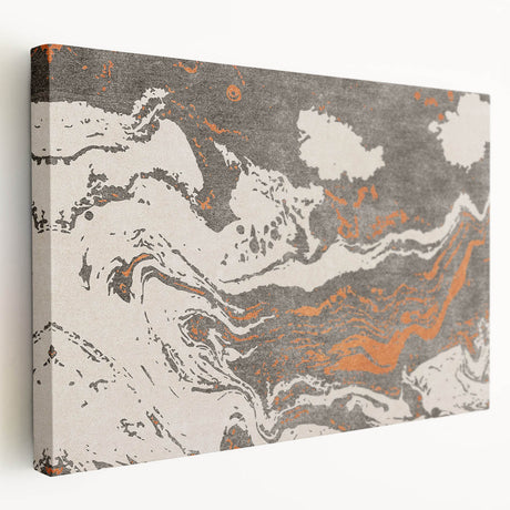 Abstract wall art design featuring vibrant strokes and lines in a modern color palette, displayed on stretched canvas with a side view.