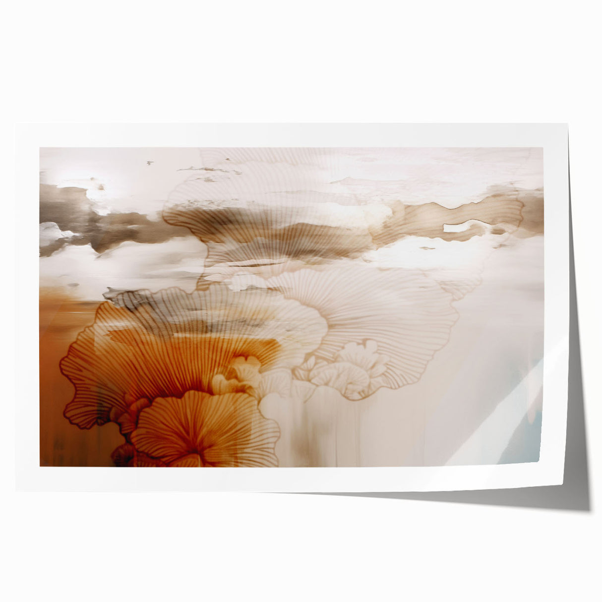 Abstract wall art print showcasing vibrant strokes and lines in bold colors, perfect for modern decor, rolled for easy framing.