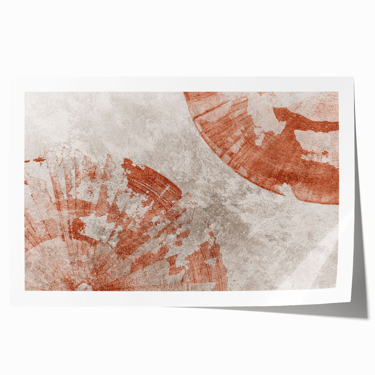 Abstract wall art print showcasing dynamic strokes and lines in vibrant shades of blue, orange, and yellow, perfect for modern decor.