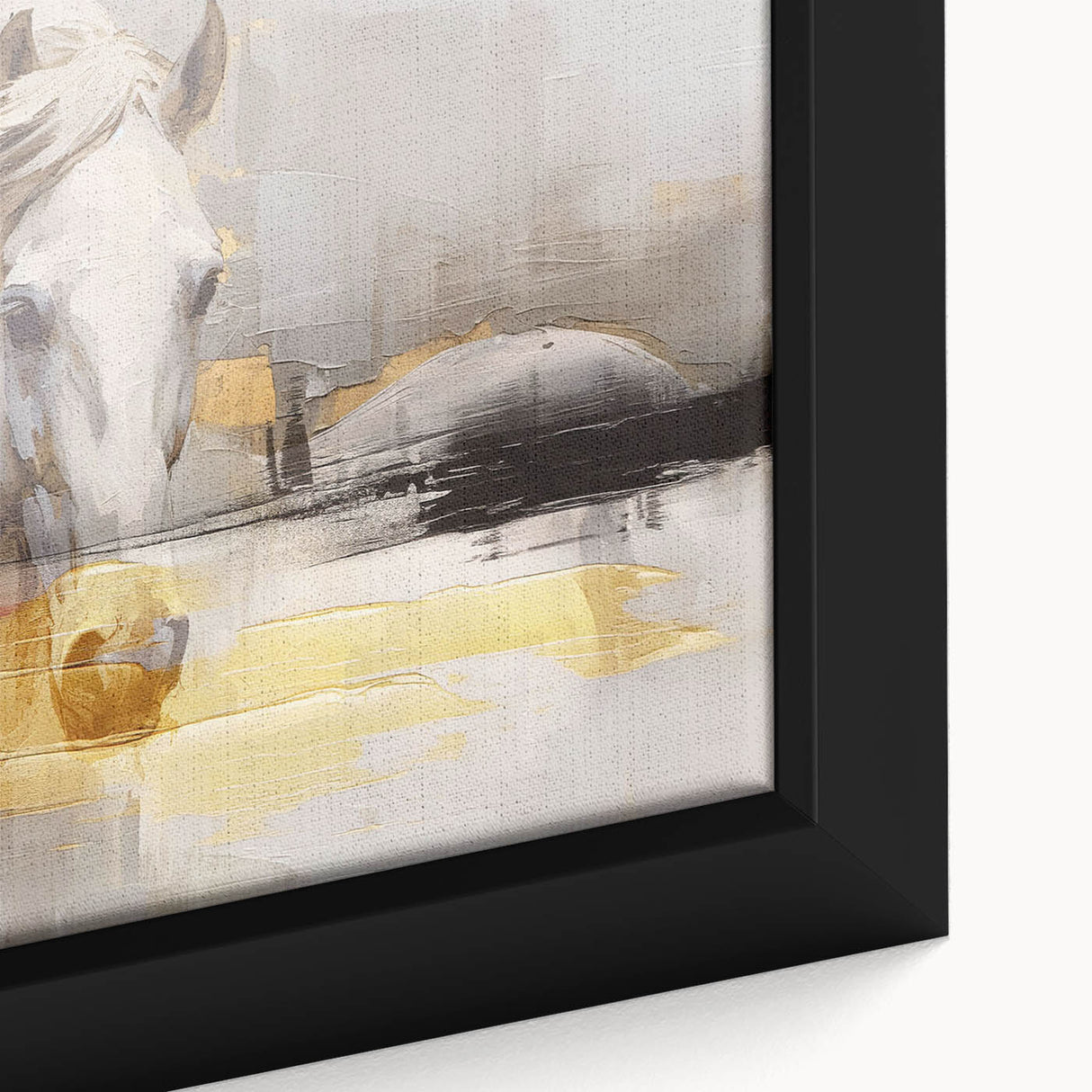 Close-up of an abstract strokes and lines design in a framed canvas wall art piece, showcasing vibrant colors and intricate patterns, perfect for modern home decor.