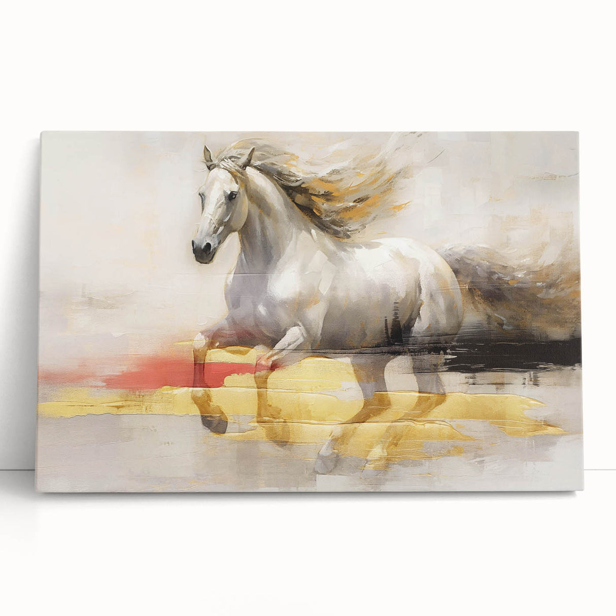 Abstract wall art design showcasing vibrant strokes and lines in various shades of blue, orange, and yellow, perfect for modern home decor. Ideal for adding a contemporary touch to living spaces.