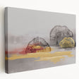 Abstract strokes and lines create a vibrant design on a stretched canvas wall art piece, showcasing bold colors and modern aesthetics, perfect for contemporary decor.