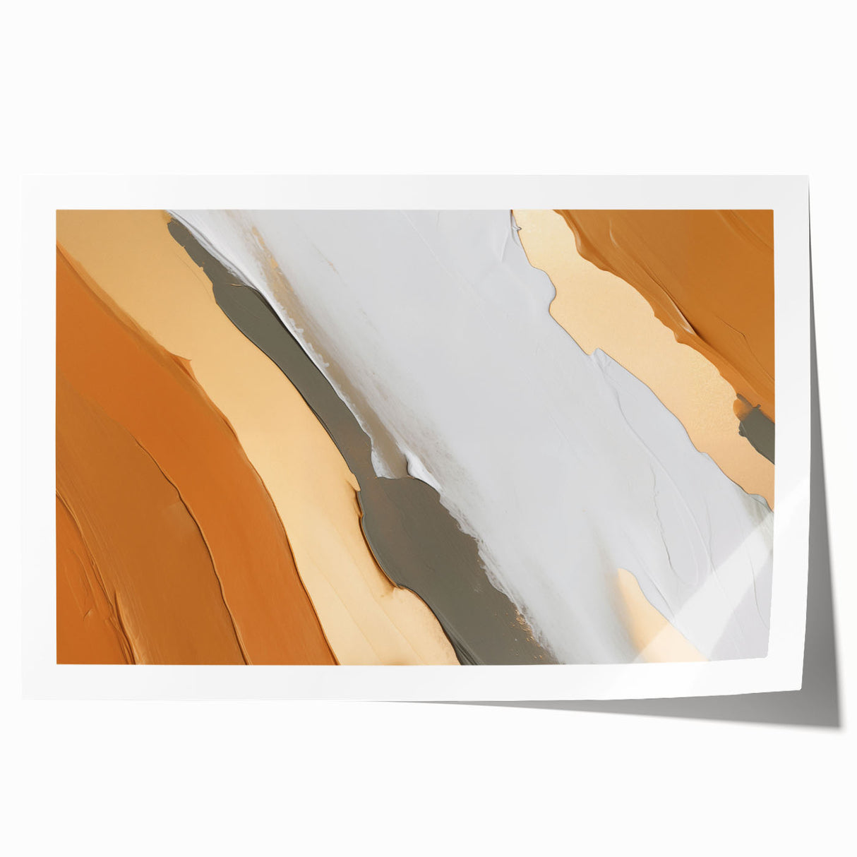 Abstract wall art print showcasing a vibrant composition of colorful strokes and lines, ideal for modern decor, rolled for easy framing and display.