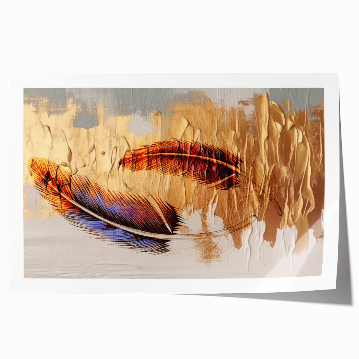 Abstract wall art print showcasing vibrant strokes and lines in a modern design, ideal for contemporary decor. The rolled canvas is packaged securely for shipping, enhancing any living space with its colorful aesthetic.