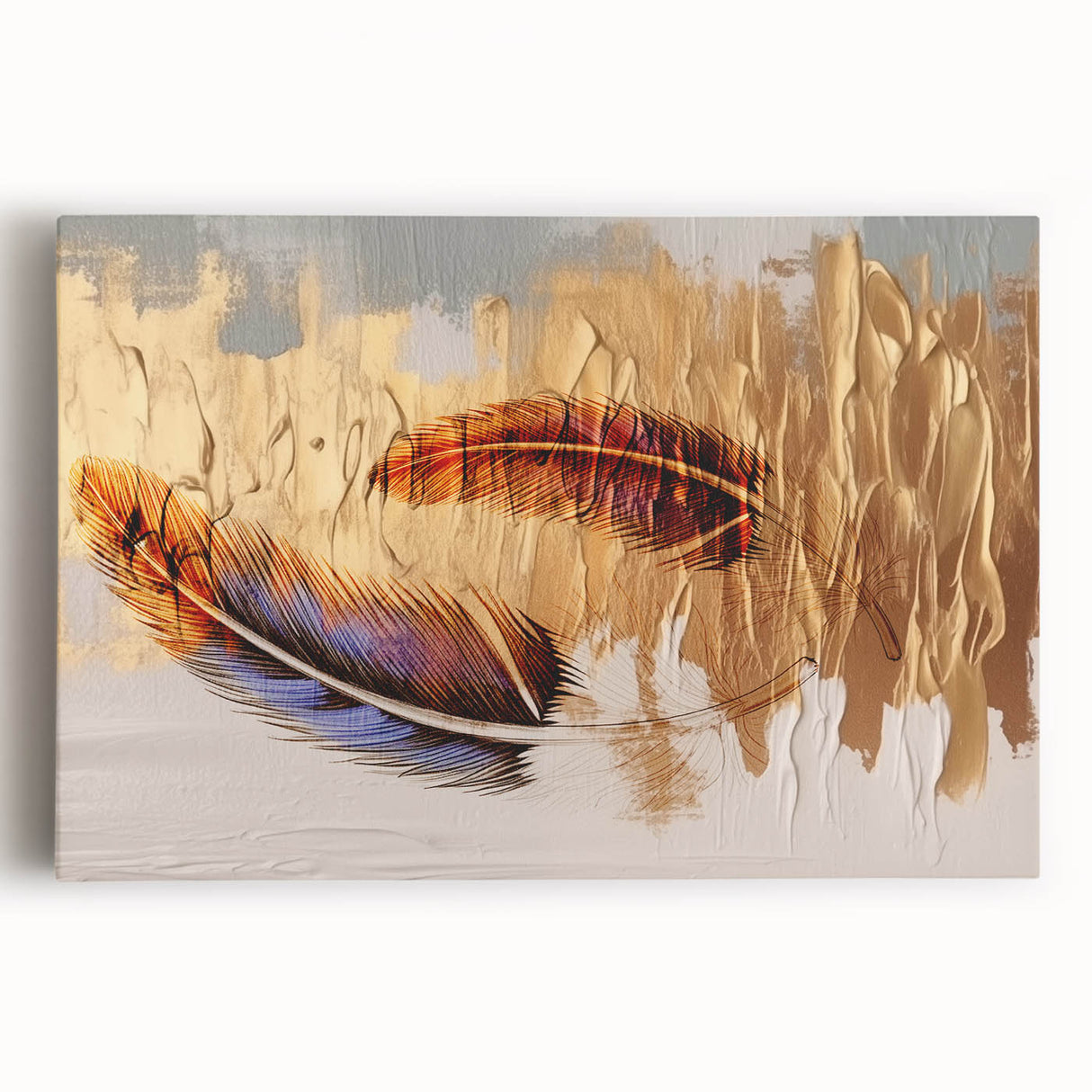 Stretched canvas wall art showcasing a vibrant abstract design of colorful strokes and lines, perfect for modern home decor, adding energy and creativity to any room.