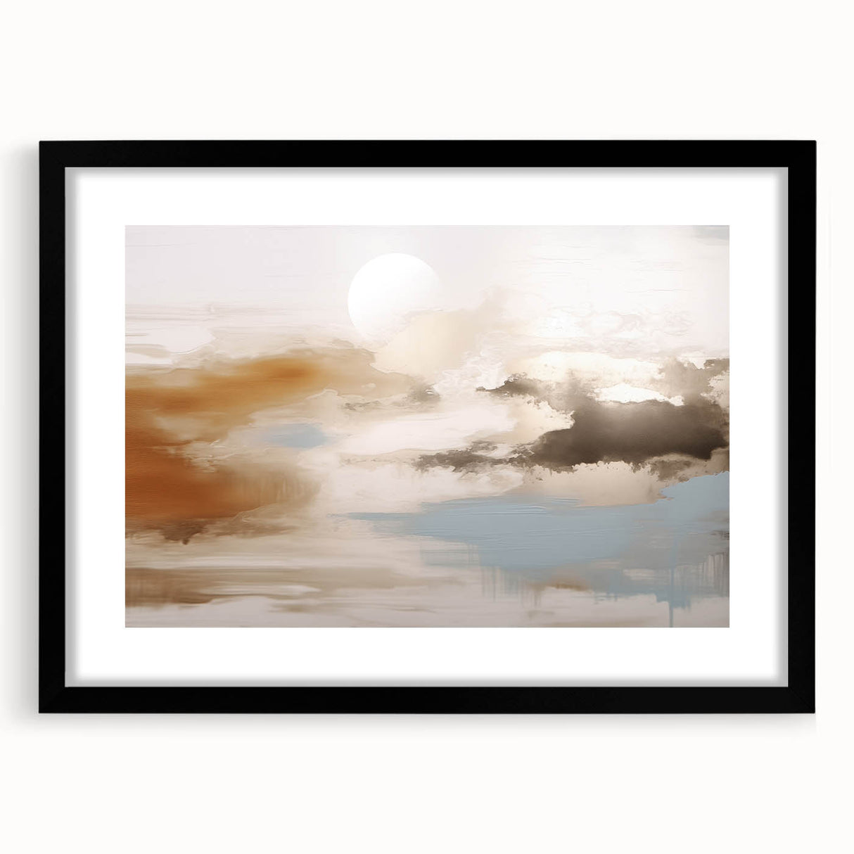 Abstract wall art featuring colorful strokes and lines in a contemporary design, framed with a black matte finish, perfect for modern home decor.