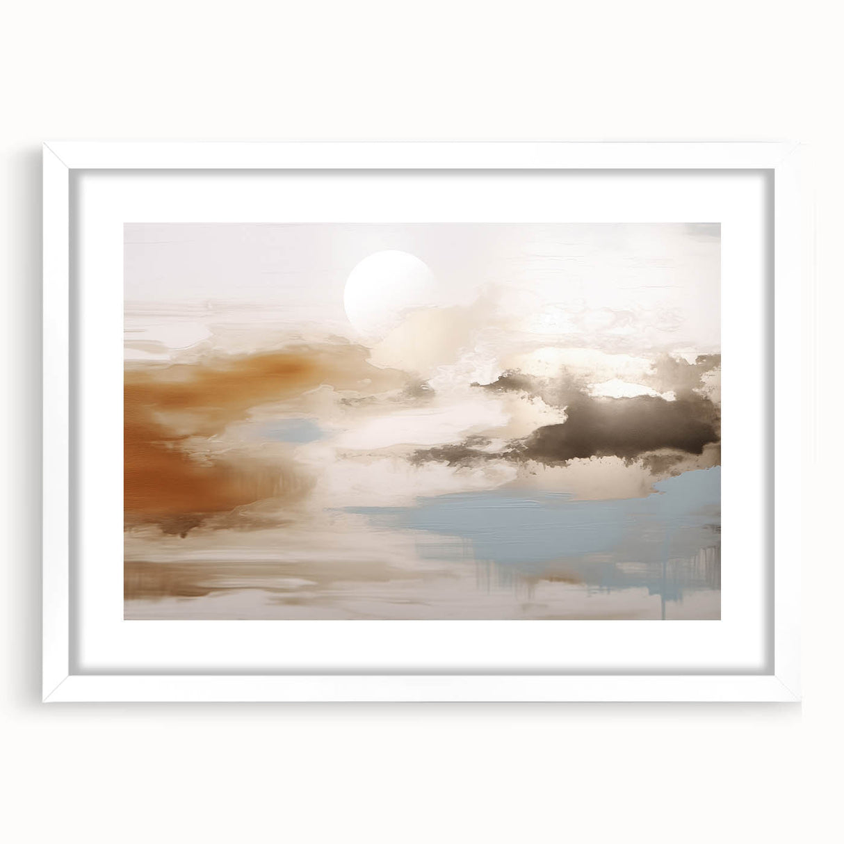 Abstract strokes and lines design wall art featuring a modern frame with a white mat, showcasing vibrant colors and artistic patterns, perfect for contemporary decor.