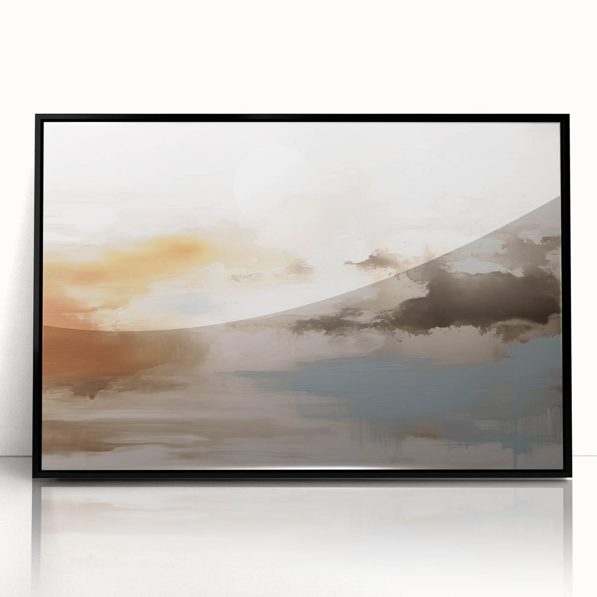 Framed acrylic wall art featuring an abstract design of colorful strokes and lines, showcasing a modern aesthetic with a sleek black frame, ideal for contemporary decor.