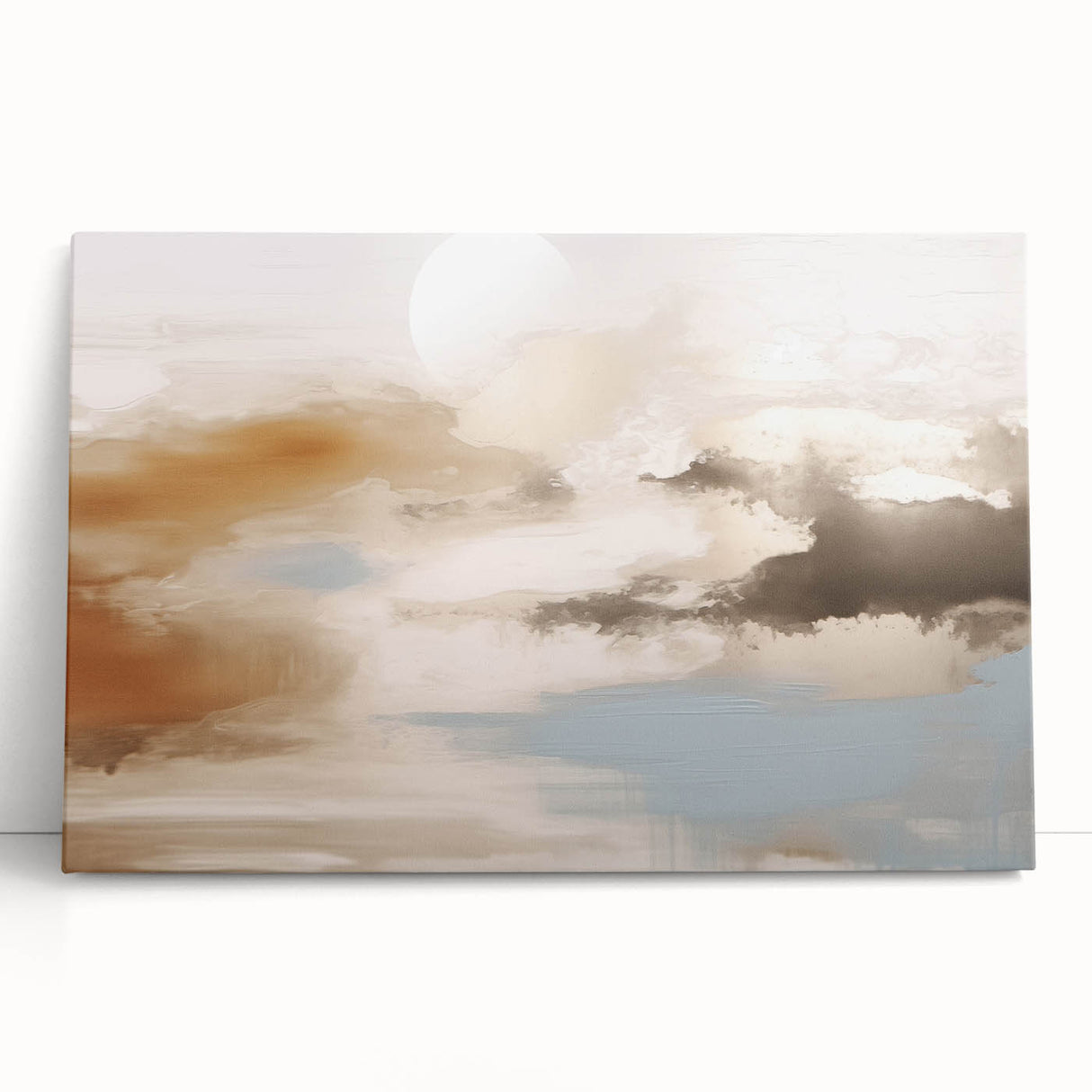Abstract canvas wall art showcasing vibrant strokes and lines in shades of blue, orange, and yellow, ideal for contemporary home decor and artistic expression. Perfect for adding a modern touch to living spaces.