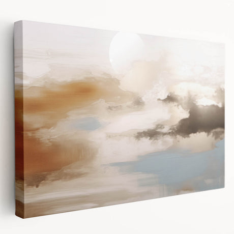 Abstract canvas wall art featuring vibrant strokes and lines in shades of blue, orange, and green, showcasing a modern artistic design ideal for contemporary home decor. The canvas is stretched on a wooden frame, emphasizing its textured finish and depth.