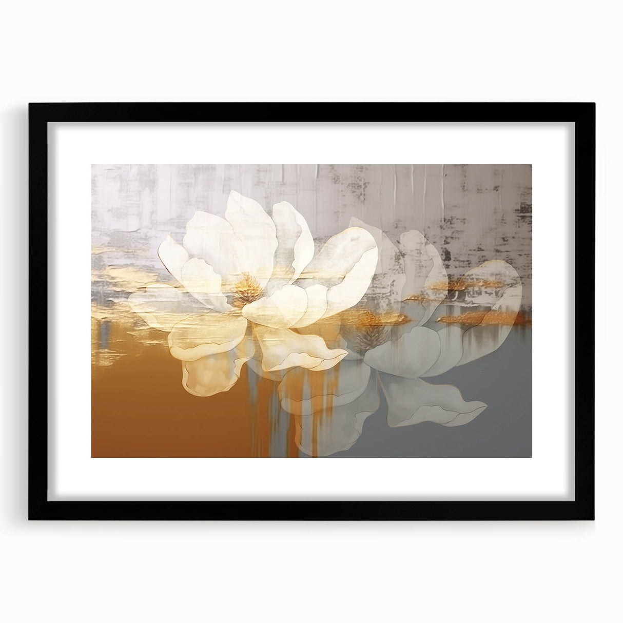 Abstract wall art featuring bold strokes and lines in a modern design, framed in matte black, showcasing an elegant aesthetic for contemporary decor.