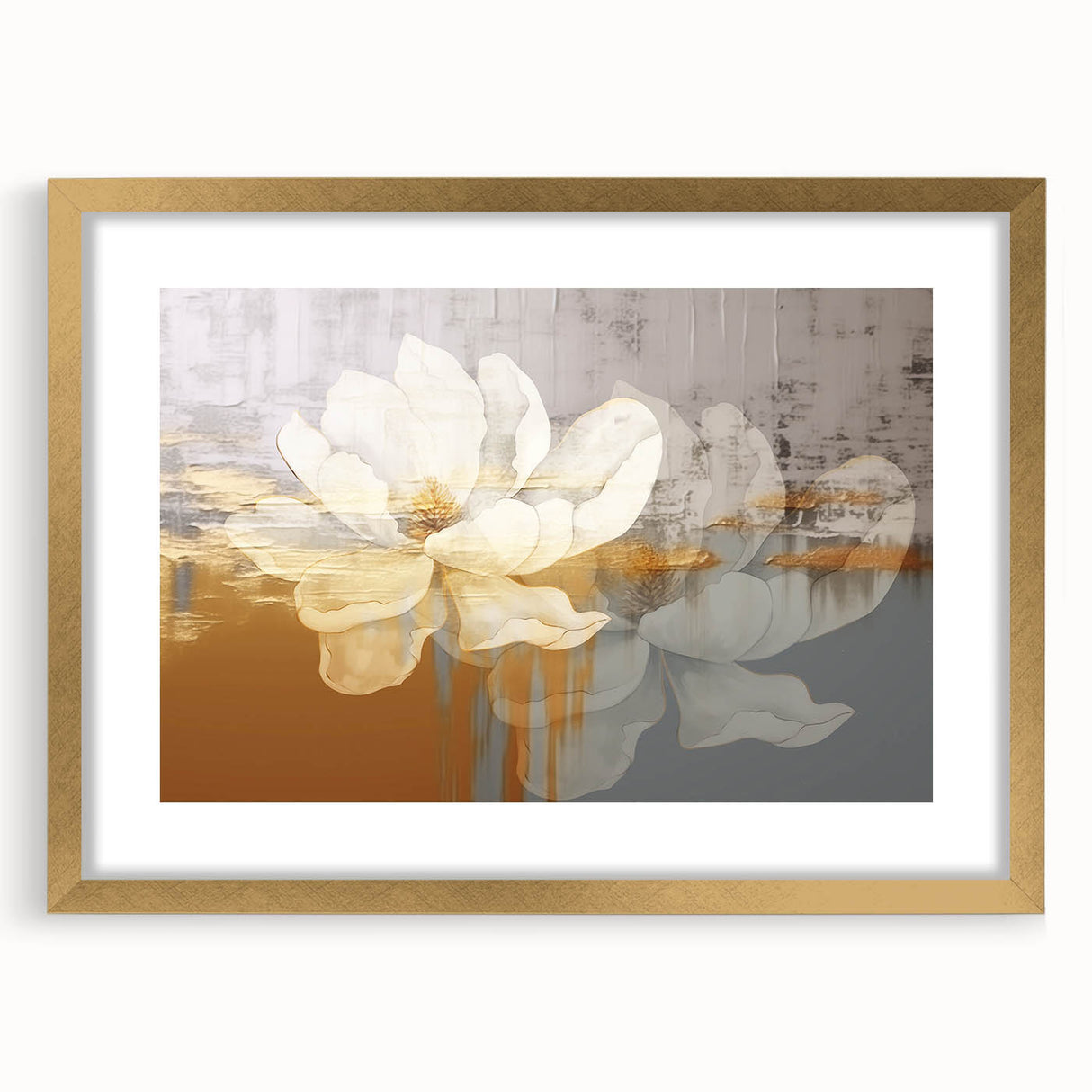 Abstract strokes and lines design wall art collection framed in gold, featuring a modern aesthetic that enhances contemporary home decor with elegant style.
