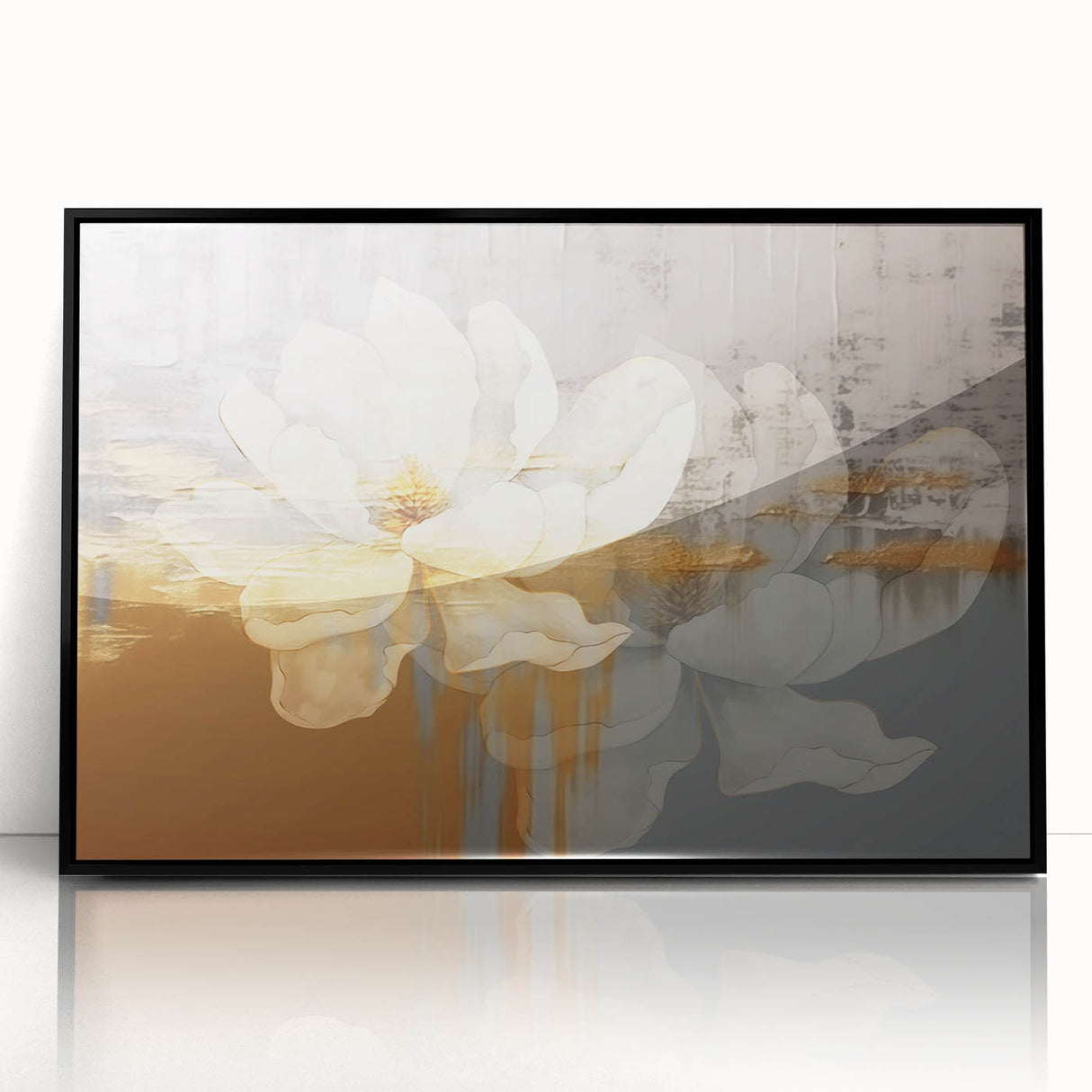 Framed abstract wall art featuring colorful strokes and lines in a modern design, set against a black background, perfect for contemporary home decor.