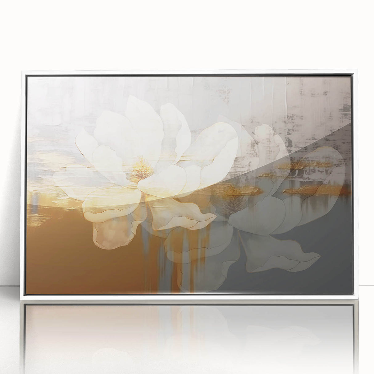 Framed acrylic wall art featuring an abstract design of colorful strokes and lines, displayed in a sleek white frame, perfect for modern home decor enhancement.