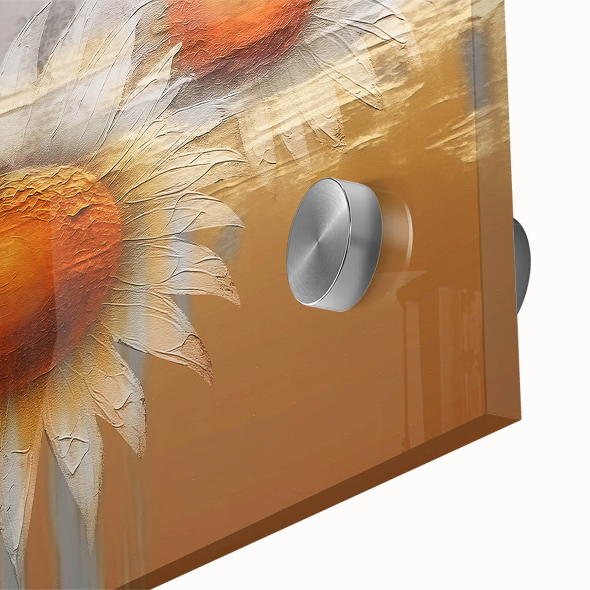 Abstract wall art design showcasing vibrant strokes and lines in shades of blue, pink, and gold, printed on acrylic glass for a modern aesthetic. Perfect for contemporary home decor.