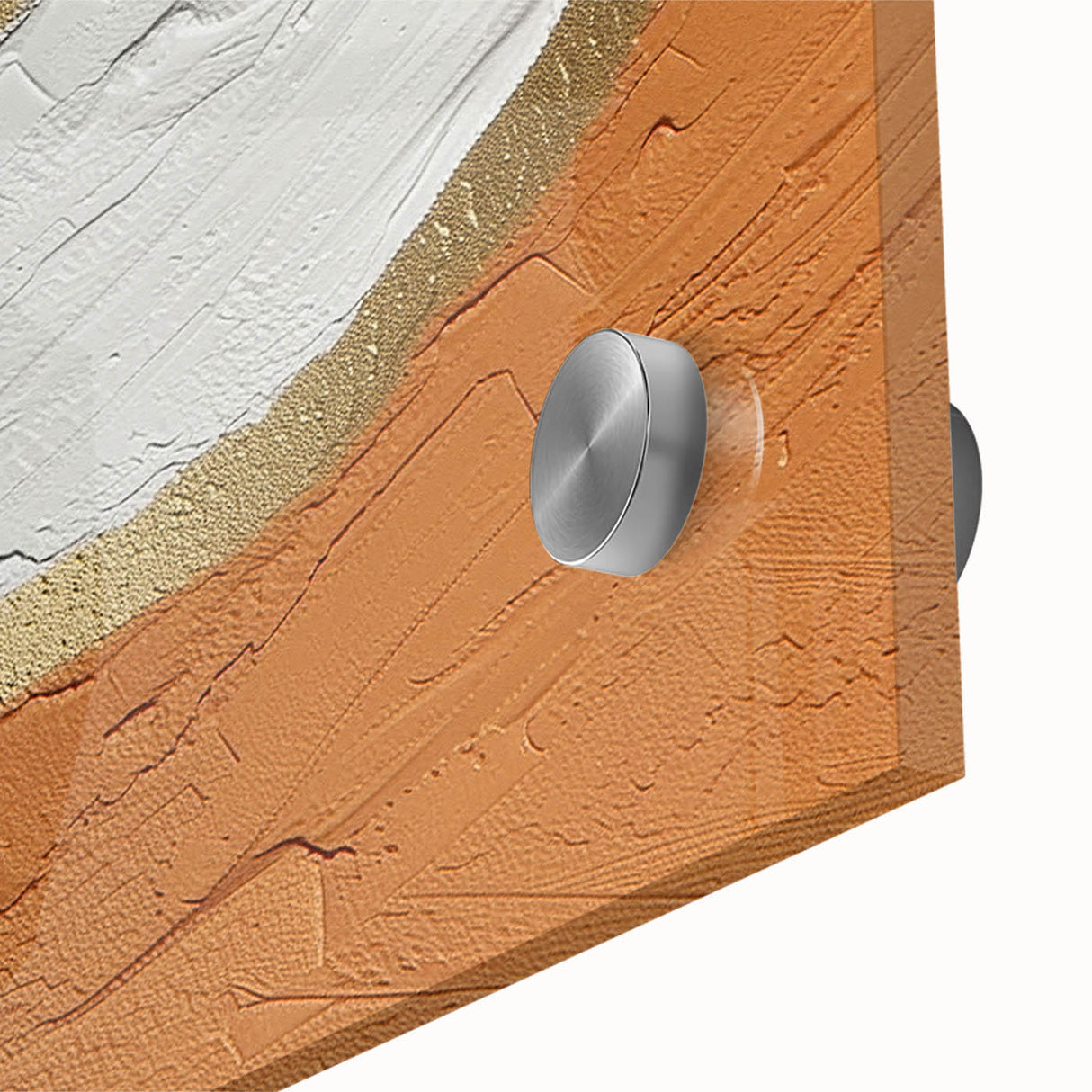 Close-up of an abstract wall art design showcasing vibrant strokes and lines in a rich color palette, printed on acrylic glass for a modern aesthetic.