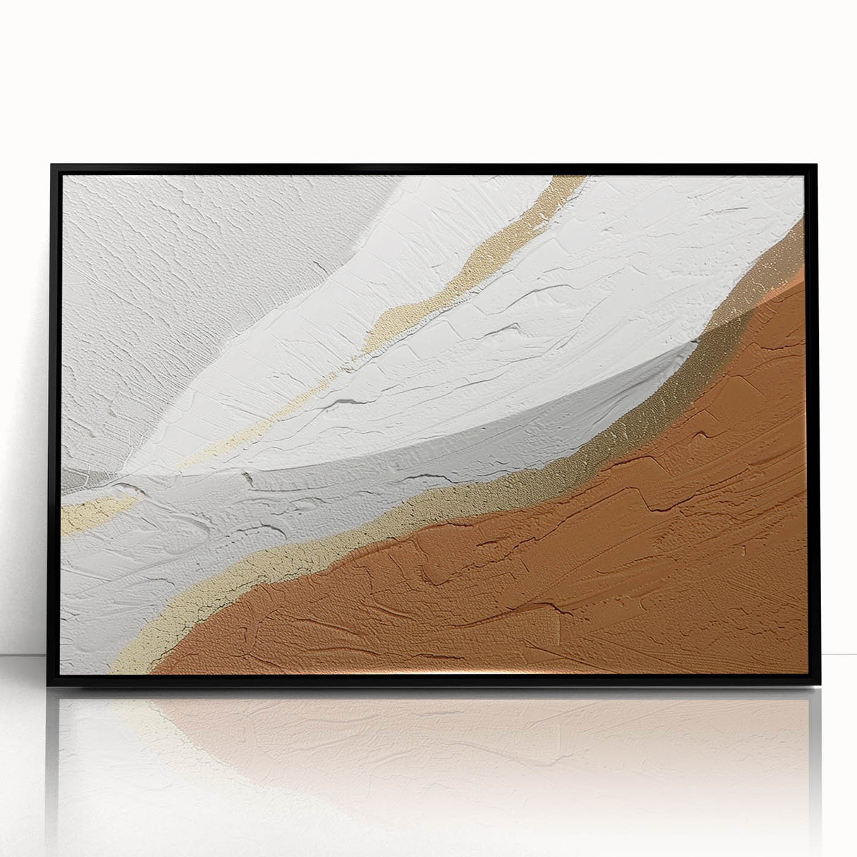Abstract wall art featuring a modern design with colorful strokes and lines, framed in black acrylic, ideal for contemporary home decor.