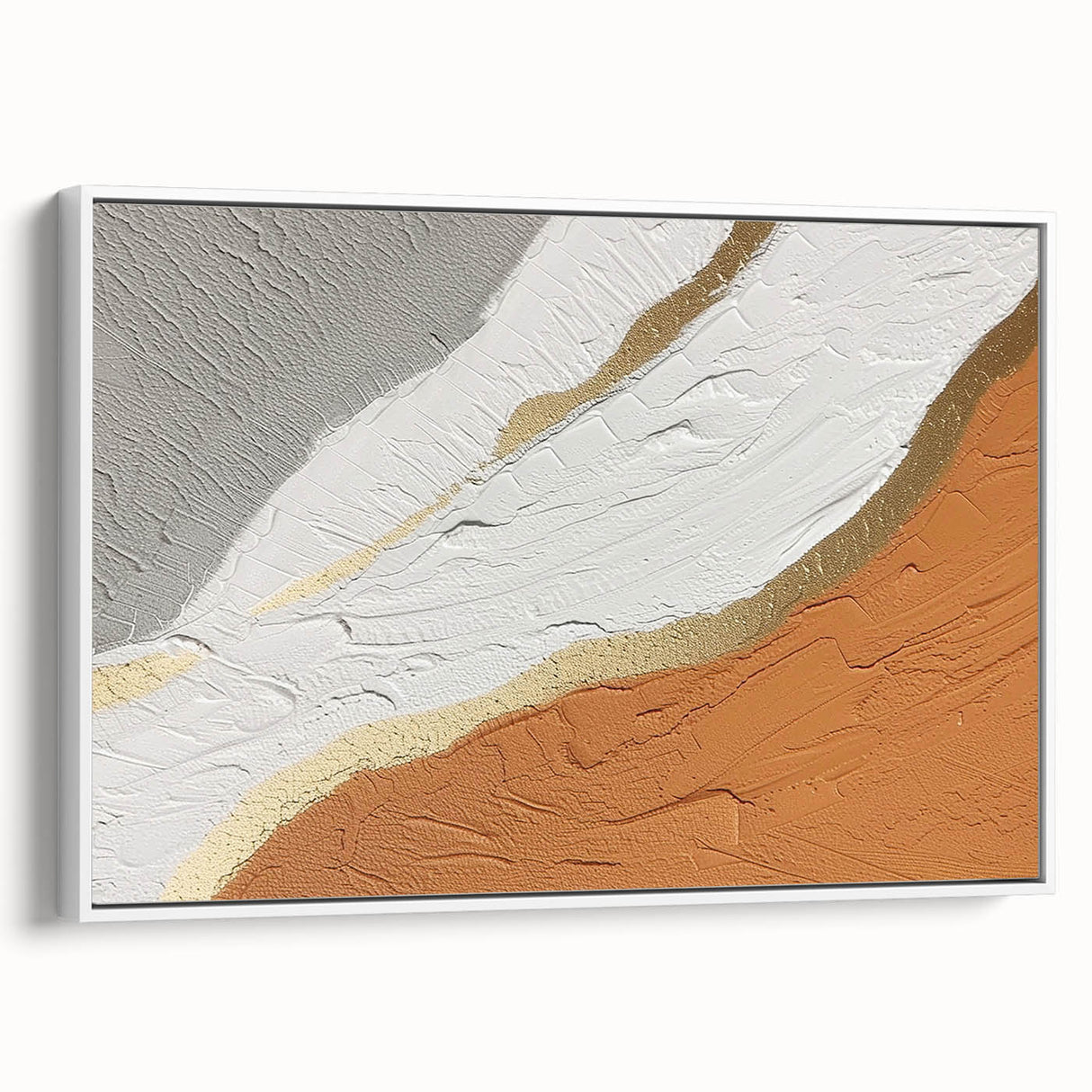 Framed canvas wall art showcasing an abstract design of colorful strokes and lines, adding a modern touch to interior decor. Perfect for minimalist spaces.