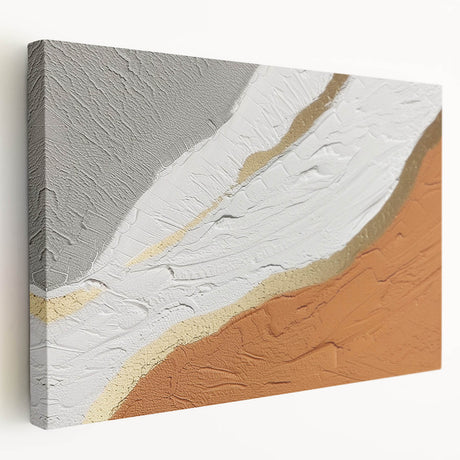 Abstract canvas wall art featuring dynamic strokes and lines in vibrant colors, showcasing a modern design perfect for contemporary decor. Side view highlights the stretched canvas format, enhancing its visual appeal.