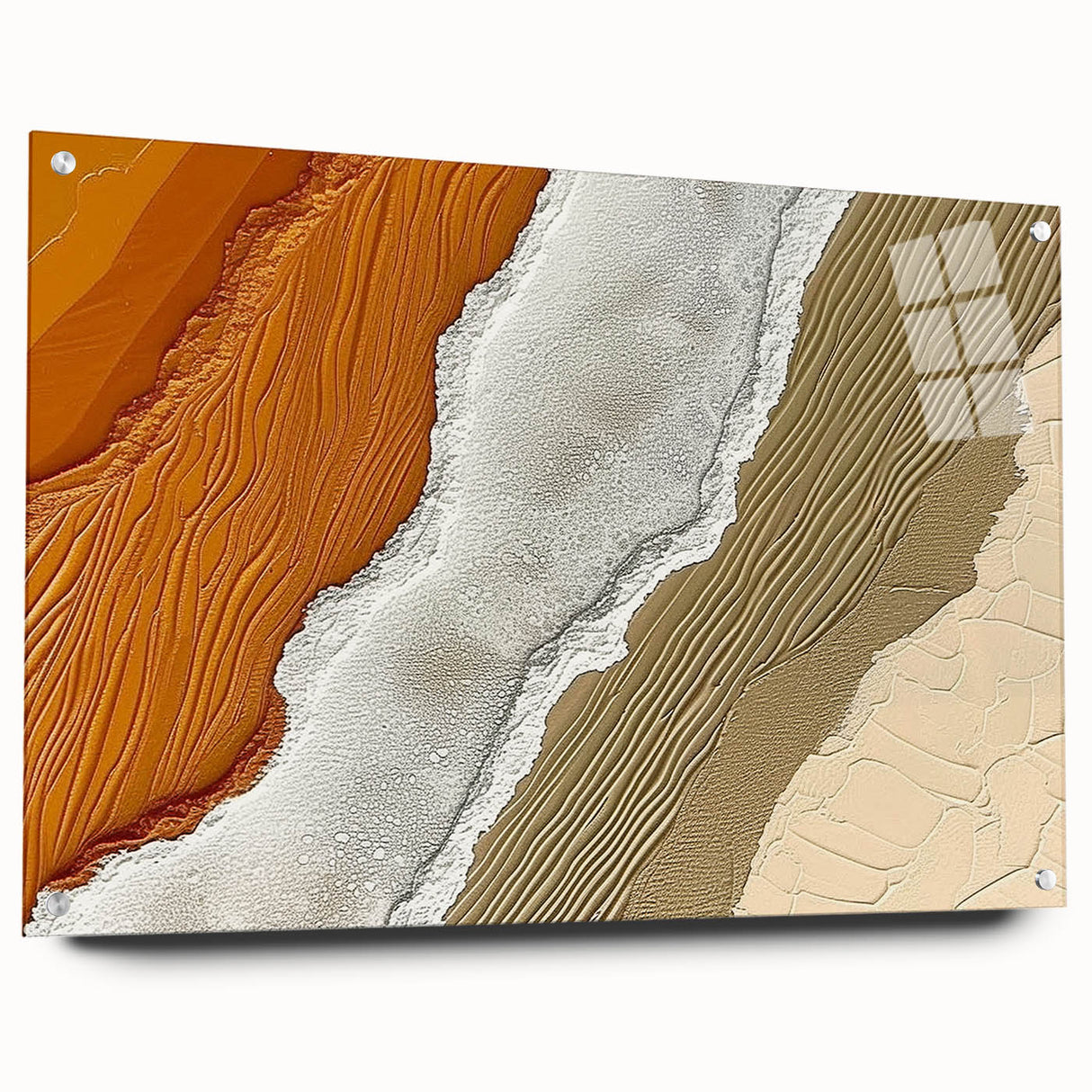 Abstract wall art featuring vibrant strokes and lines in various colors, displayed in a sleek acrylic frame. Perfect for modern home decor and artistic enhancement.