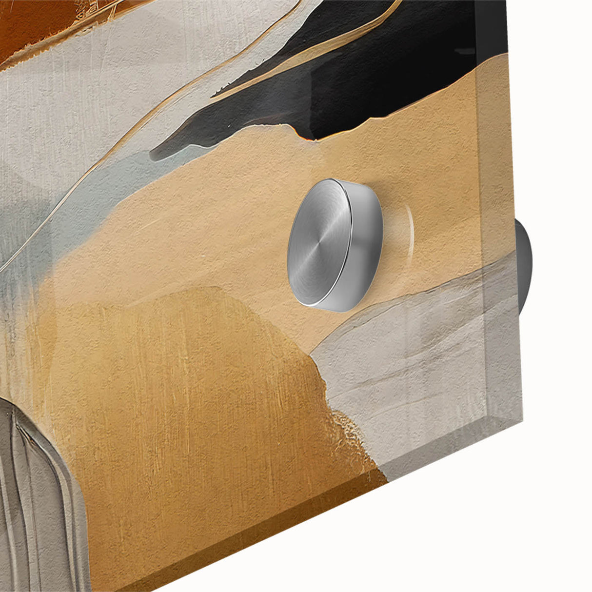 Close-up of an abstract wall art piece showcasing vibrant strokes and lines in a blend of blue, yellow, and red hues, designed to enhance modern decor.
