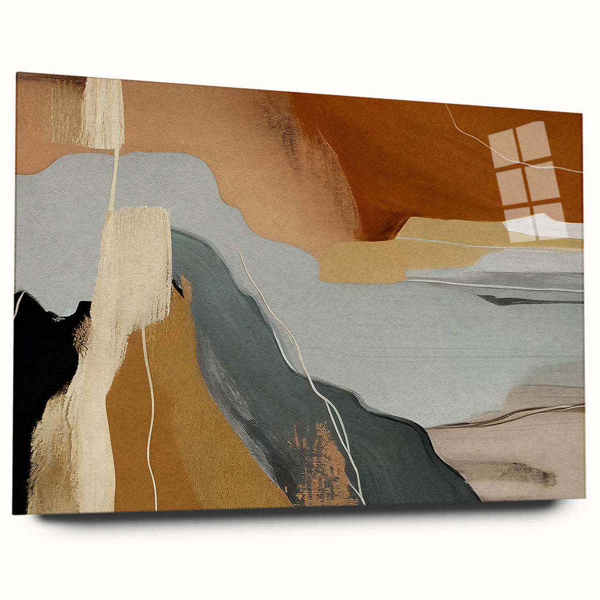 Abstract wall art featuring vibrant strokes and lines in various colors, displayed in an acrylic glass frame, showcasing a modern design ideal for contemporary decor.