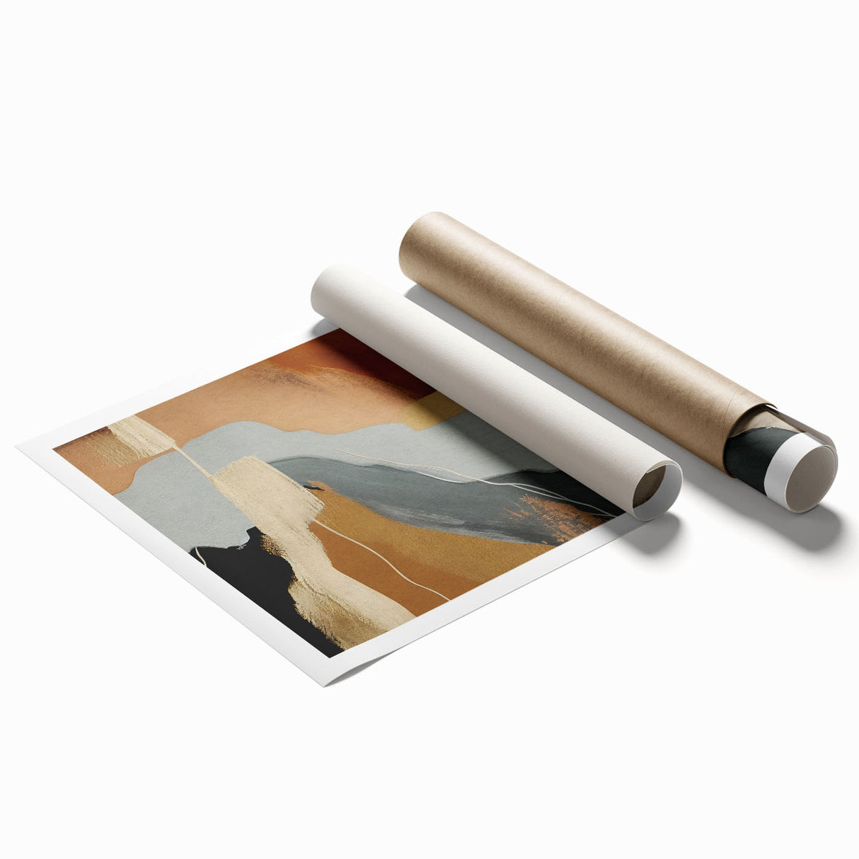 Abstract wall art design showcasing vibrant strokes and lines in shades of blue, orange, and gold, ideal for modern home decor. Perfect for adding a contemporary touch to any living space.