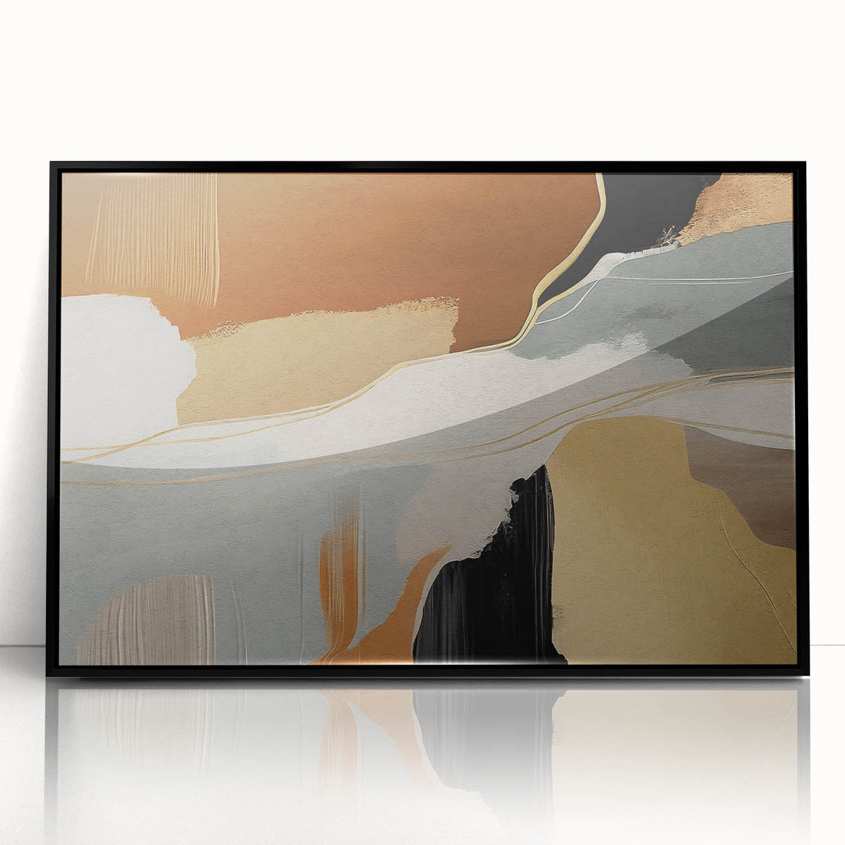 Framed abstract wall art featuring vibrant strokes and lines in black and white, designed to enhance modern home decor. Ideal for contemporary living spaces.
