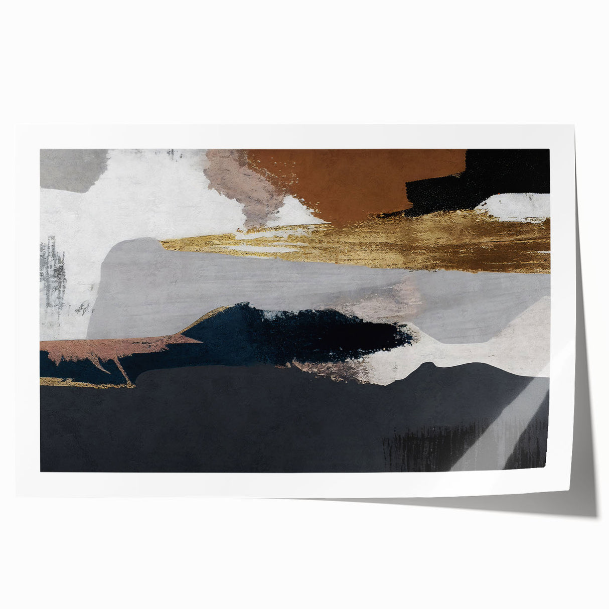 Abstract wall art featuring colorful strokes and lines in a modern design, ideal for contemporary home decor, presented as a rolled print for easy framing.