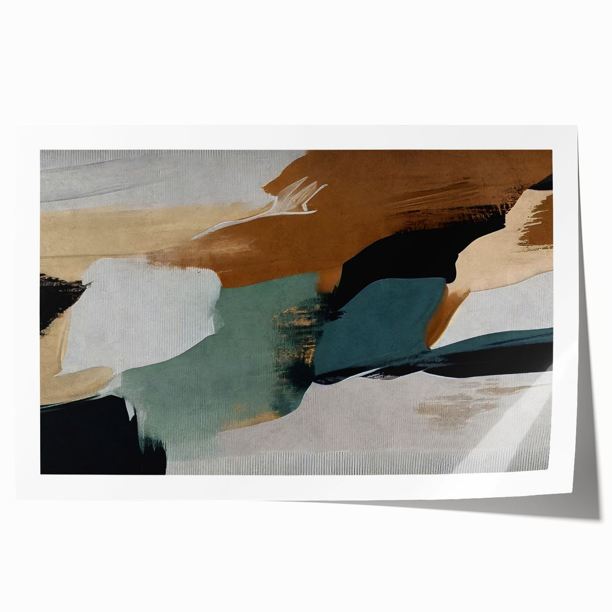 Abstract wall art print showcasing vibrant strokes and lines in warm tones, ideal for modern decor, rolled for easy display and shipping. Perfect for enhancing interior spaces with a touch of contemporary style.
