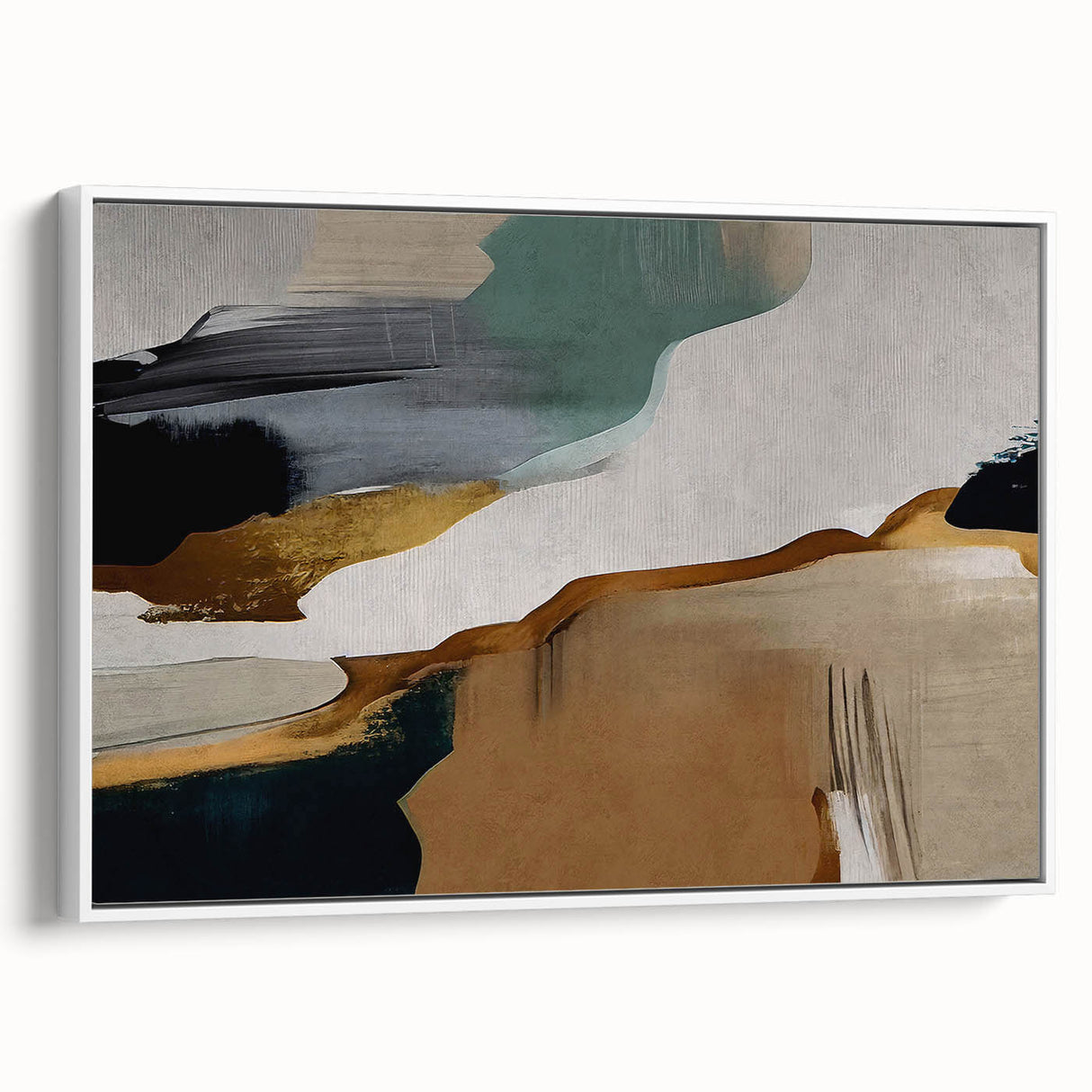 Framed canvas wall art showcasing an abstract design of colorful strokes and lines, displayed from a white side view, perfect for modern home decor.