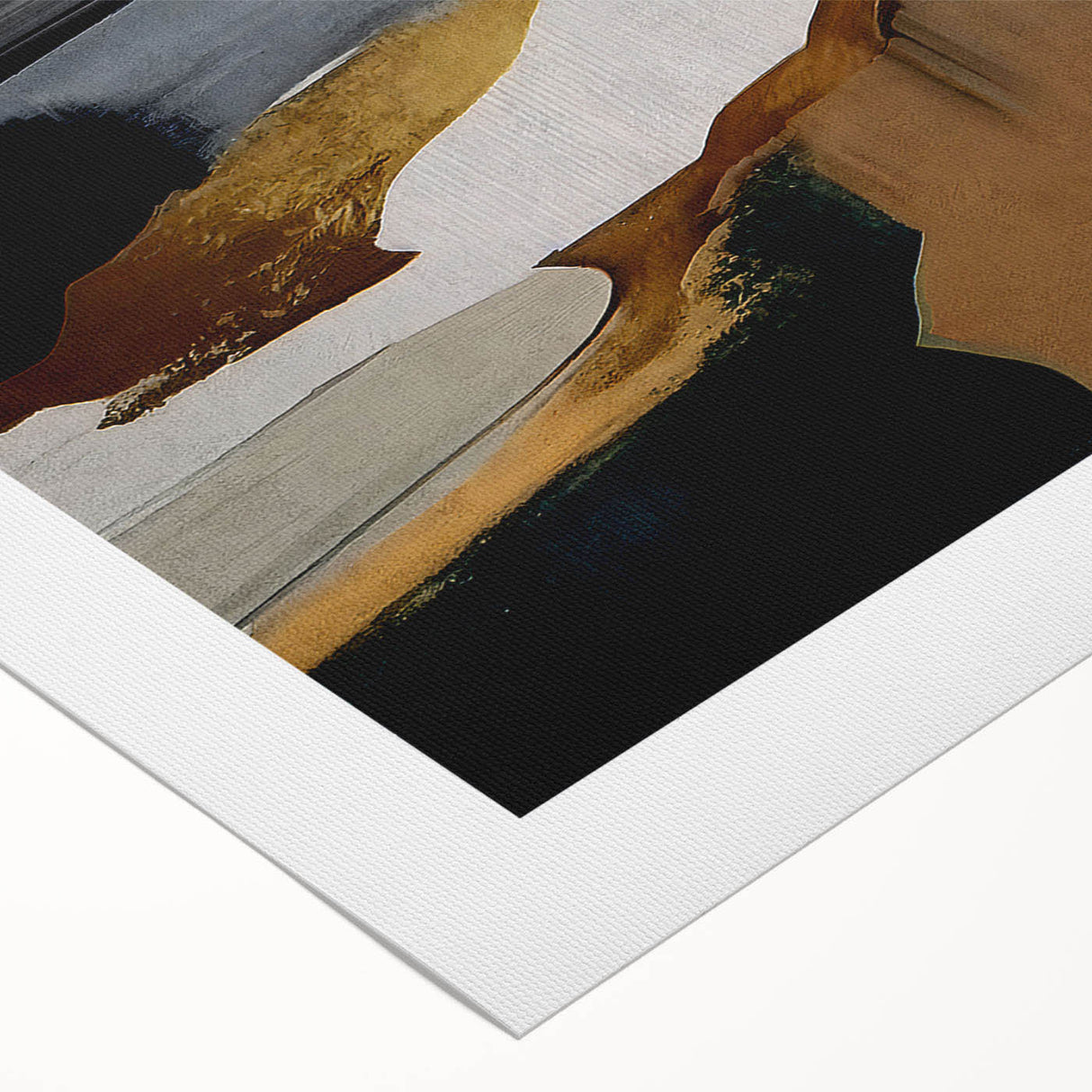 Abstract wall art featuring vibrant strokes and lines in a blend of blue, orange, and gold hues, perfect for modern home decor, showcasing an artistic and dynamic design.
