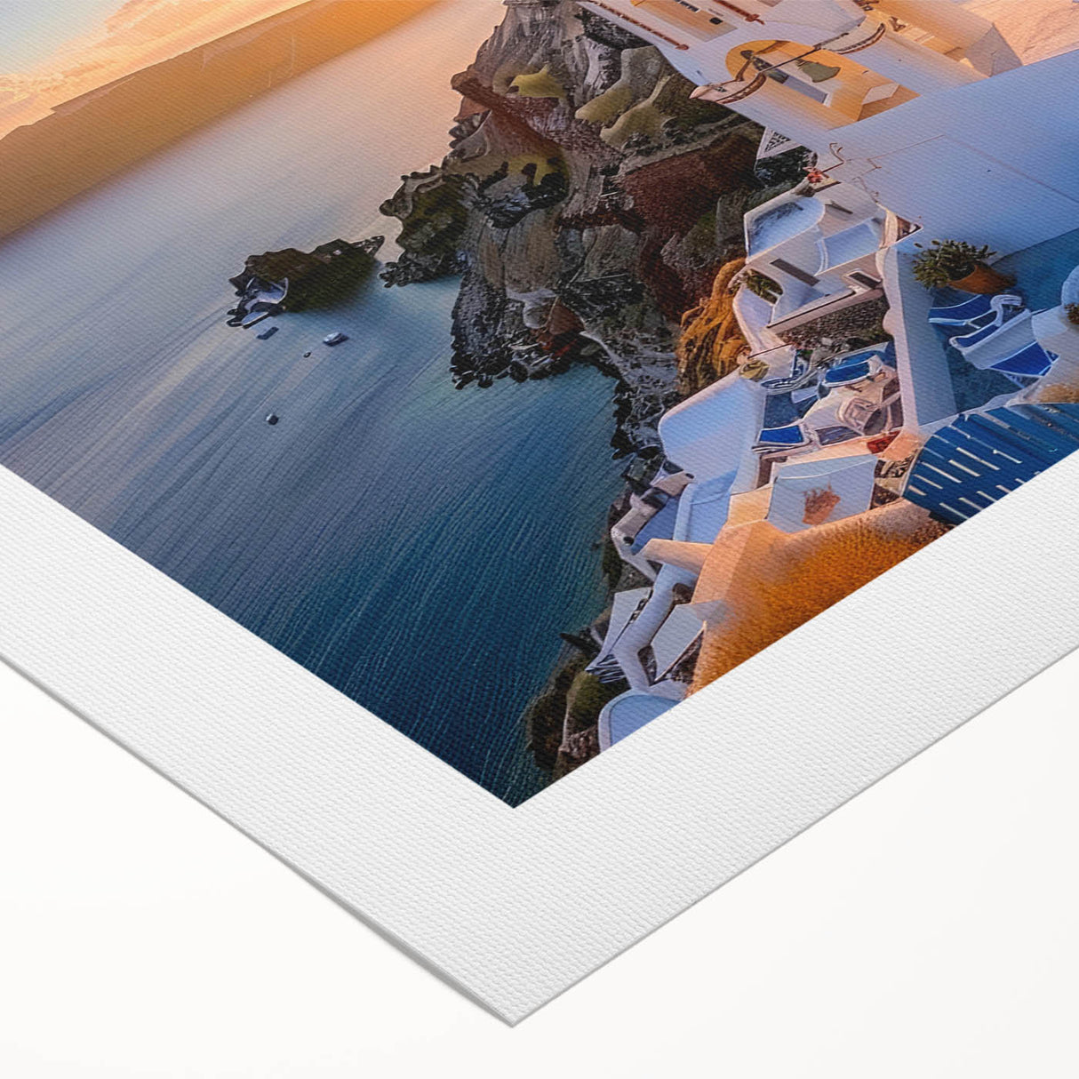 Art deco poster featuring architectural domes in muted gold and blue tones on rolled canvas.