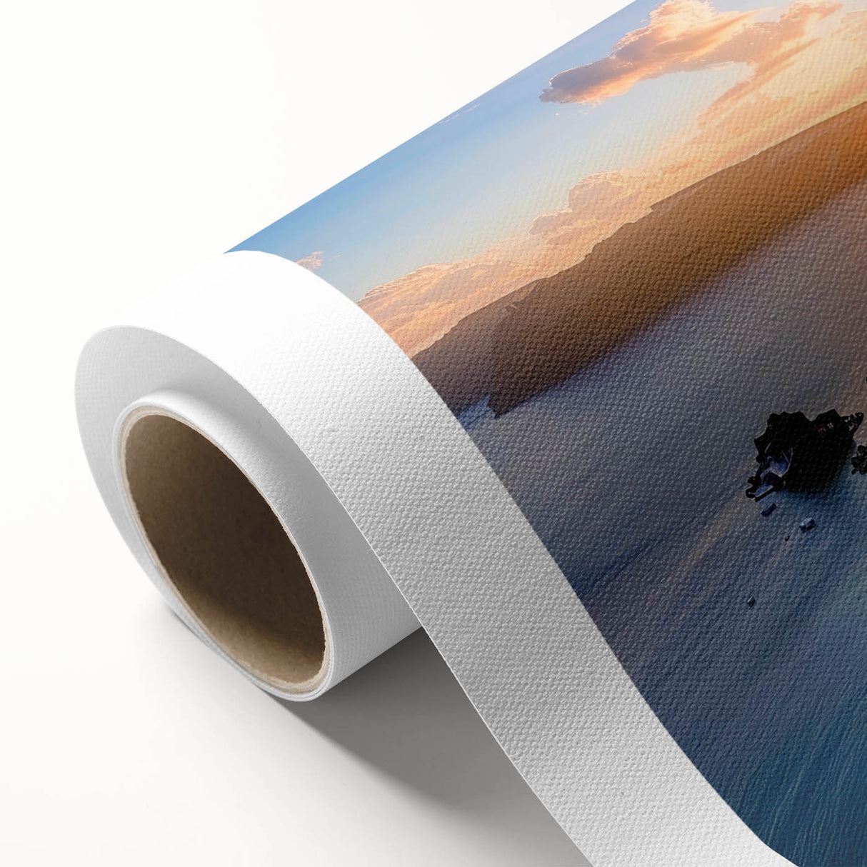 Art Deco style poster featuring symmetrical domes design in muted gold and ivory tones on rolled canvas.