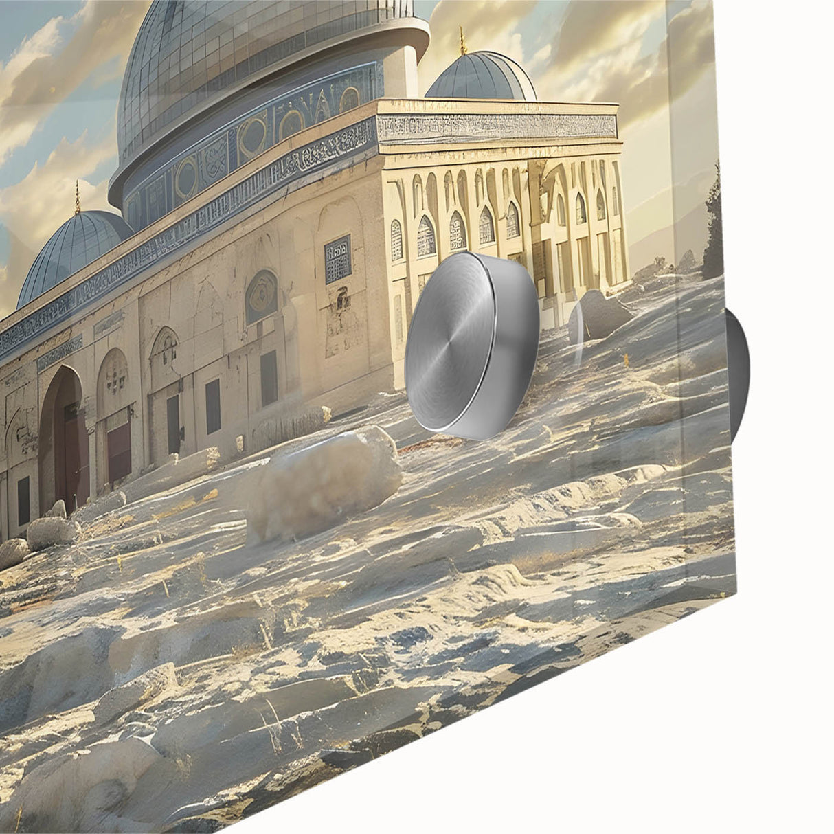 Mid-century modernist large abstract wall art featuring overlapping geometric domes in muted earth tones.