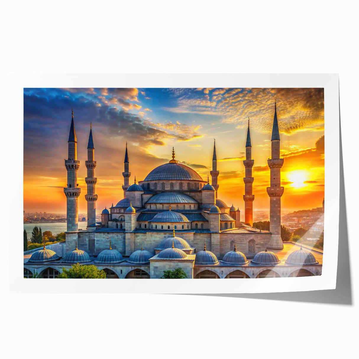 Extra large rolled print featuring a detailed floral design with vibrant green and pink tones.