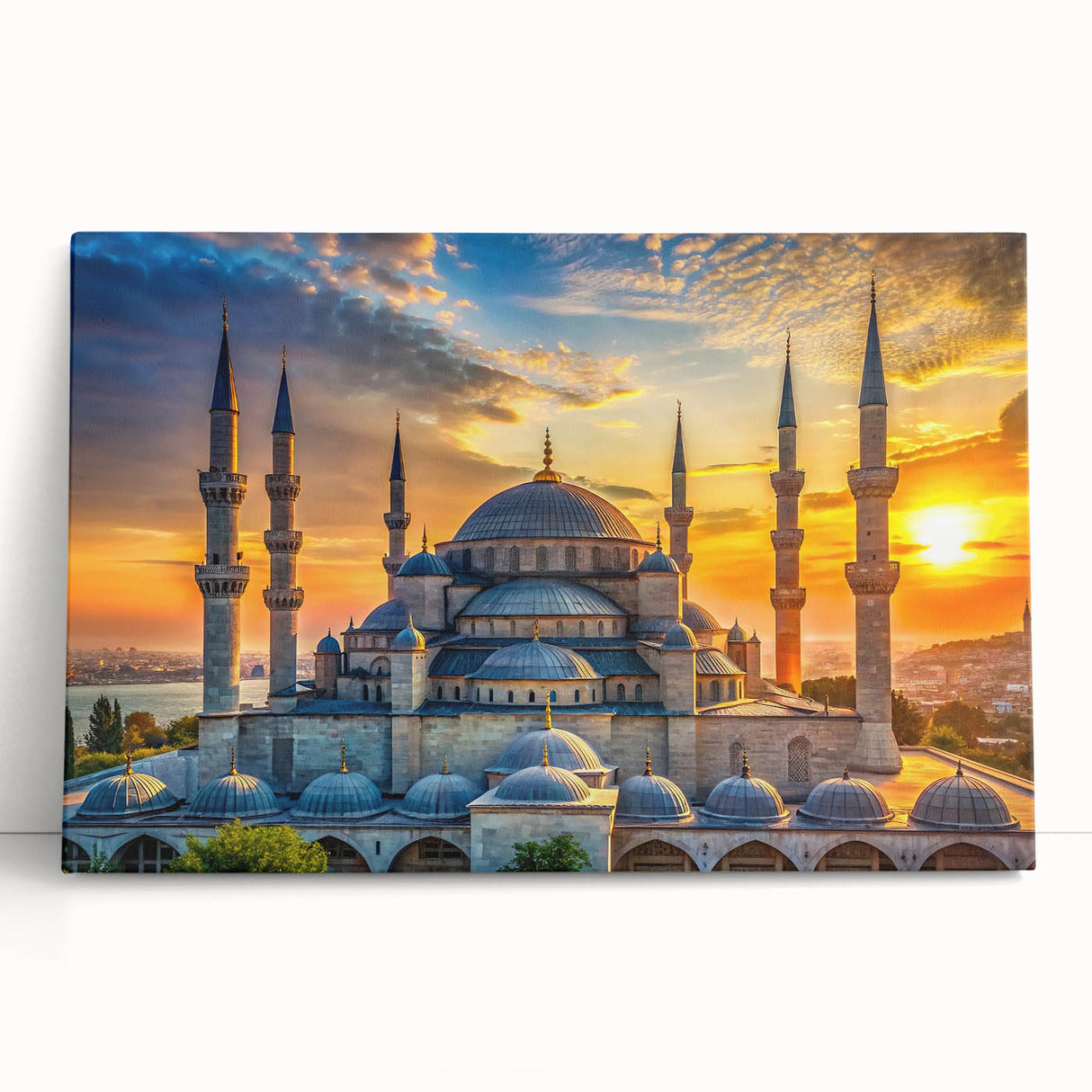 Black and white photo of domed buildings on stretched canvas, ideal for kitchen or bedroom wall art.