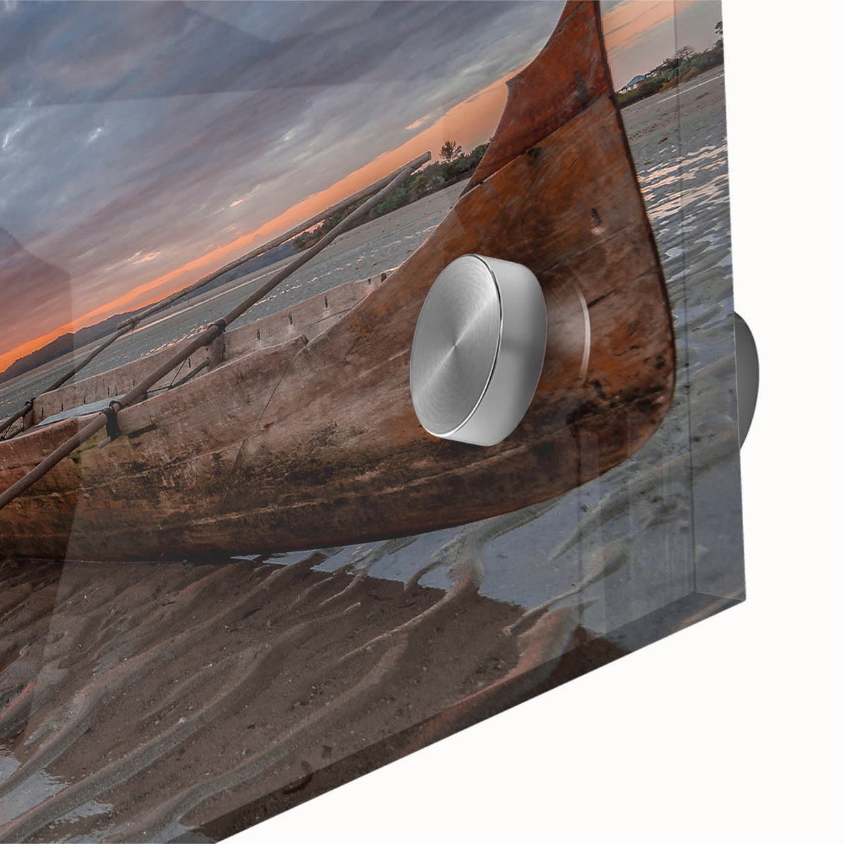 Large abstract wall art featuring a Madagascar scenery in muted earth tones on acrylic glass, ideal for dining room ambiance.