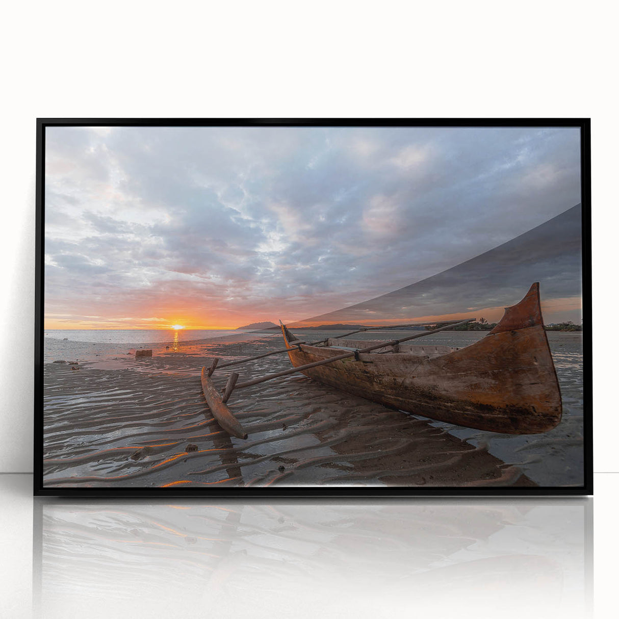 Large abstract wall art depicting a Madagascar scene in muted earth tones on a framed acrylic.